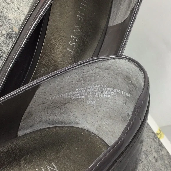 Nine West ‘Treat’ Dark Taupe Leather Point Toe Bow Kitten Heel - Picture 2 of 8